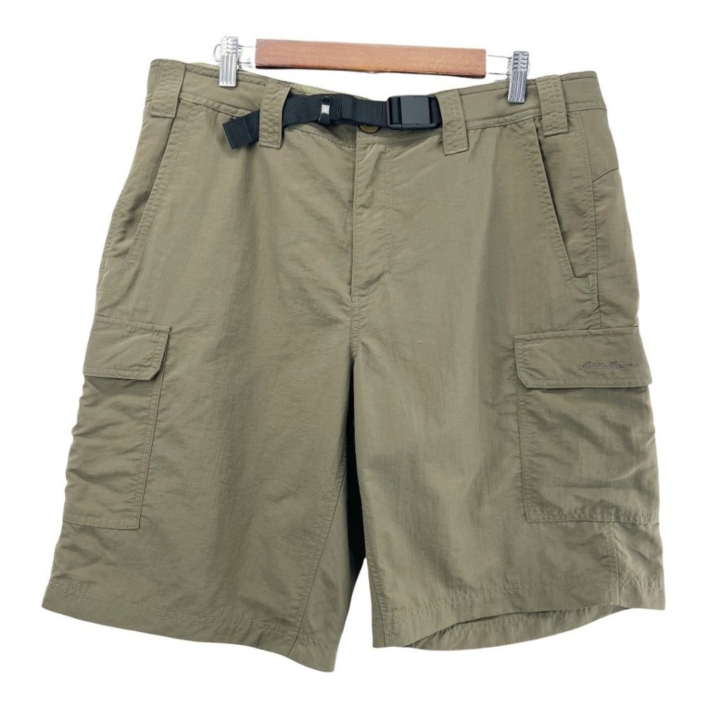 Eddie Bauer Cargo Shorts Walking Hiking Outdoor Khaki Olive Green Men's Size 38